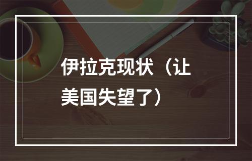 伊拉克现状（让美国失望了）