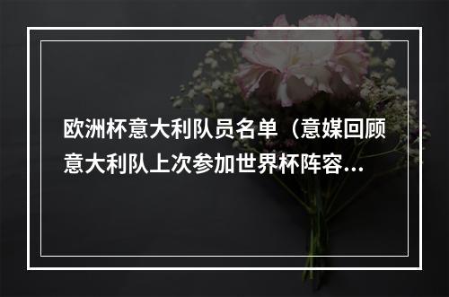 欧洲杯意大利队员名单（意媒回顾意大利队上次参加世界杯阵容巴洛特利卡萨诺在列）