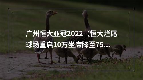 广州恒大亚冠2022（恒大烂尾球场重启10万坐席降至75万最难时刻后不放弃广州队）