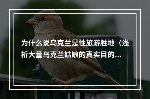 为什么说乌克兰是性旅游胜地（浅析大量乌克兰姑娘的真实目的）