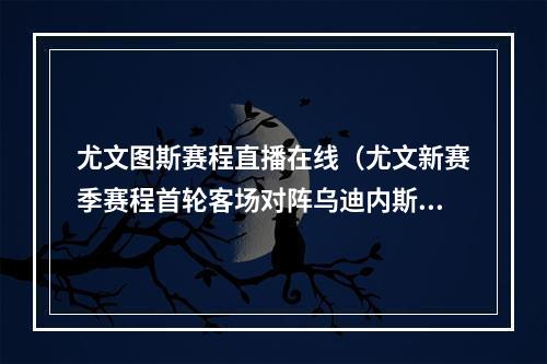 尤文图斯赛程直播在线（尤文新赛季赛程首轮客场对阵乌迪内斯）
