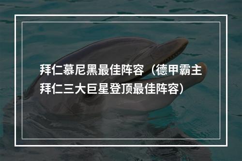 拜仁慕尼黑最佳阵容（德甲霸主拜仁三大巨星登顶最佳阵容）