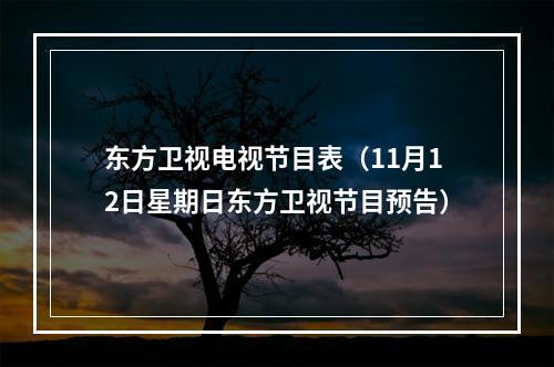 东方卫视电视节目表（11月12日星期日东方卫视节目预告）