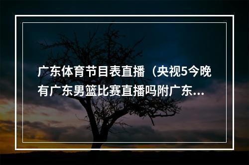 广东体育节目表直播（央视5今晚有广东男篮比赛直播吗附广东队赛程时间表最新一览）
