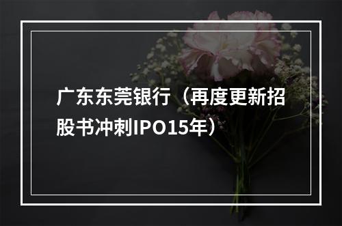 广东东莞银行（再度更新招股书冲刺IPO15年）