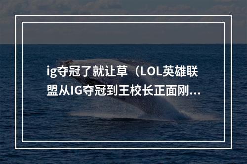 ig夺冠了就让草（LOL英雄联盟从IG夺冠到王校长正面刚TX大事件吃瓜指南）