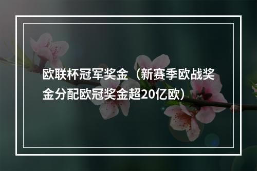 欧联杯冠军奖金（新赛季欧战奖金分配欧冠奖金超20亿欧）