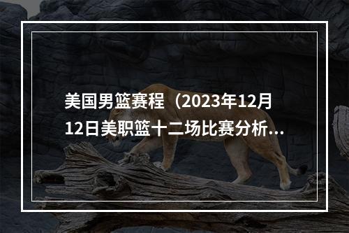 美国男篮赛程（2023年12月12日美职篮十二场比赛分析）